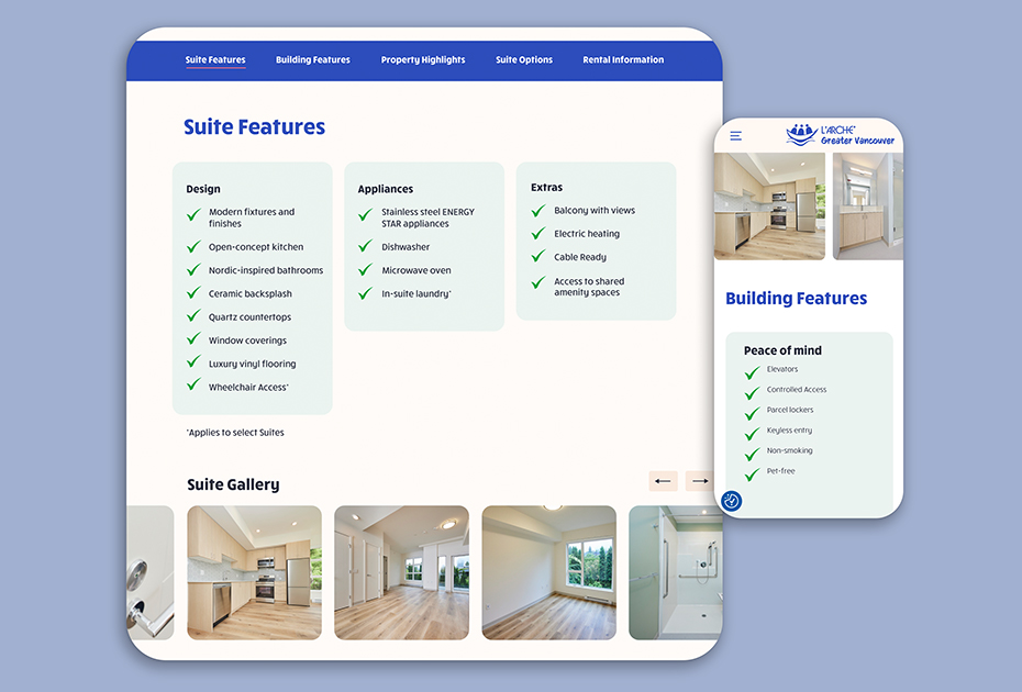 Screencap of 'Apartments' page on L'Arche Greater Vancouver Website