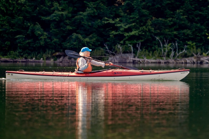 Woman paddling in a kayak